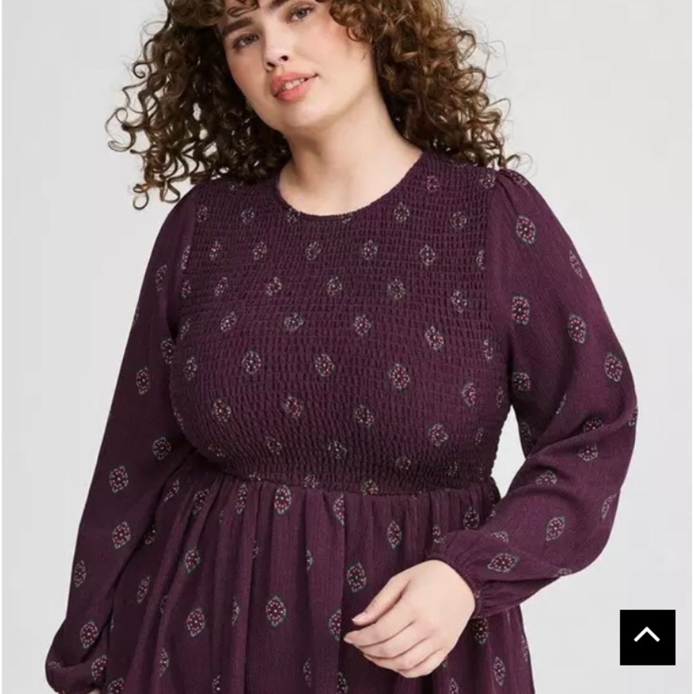Plus peplum crinkle gauze smocked top